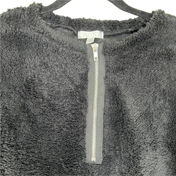 NWT NEW ABOUND Nordstrom Fuzzy Fleece half zip Pullover in Black - Picture 4 of 10